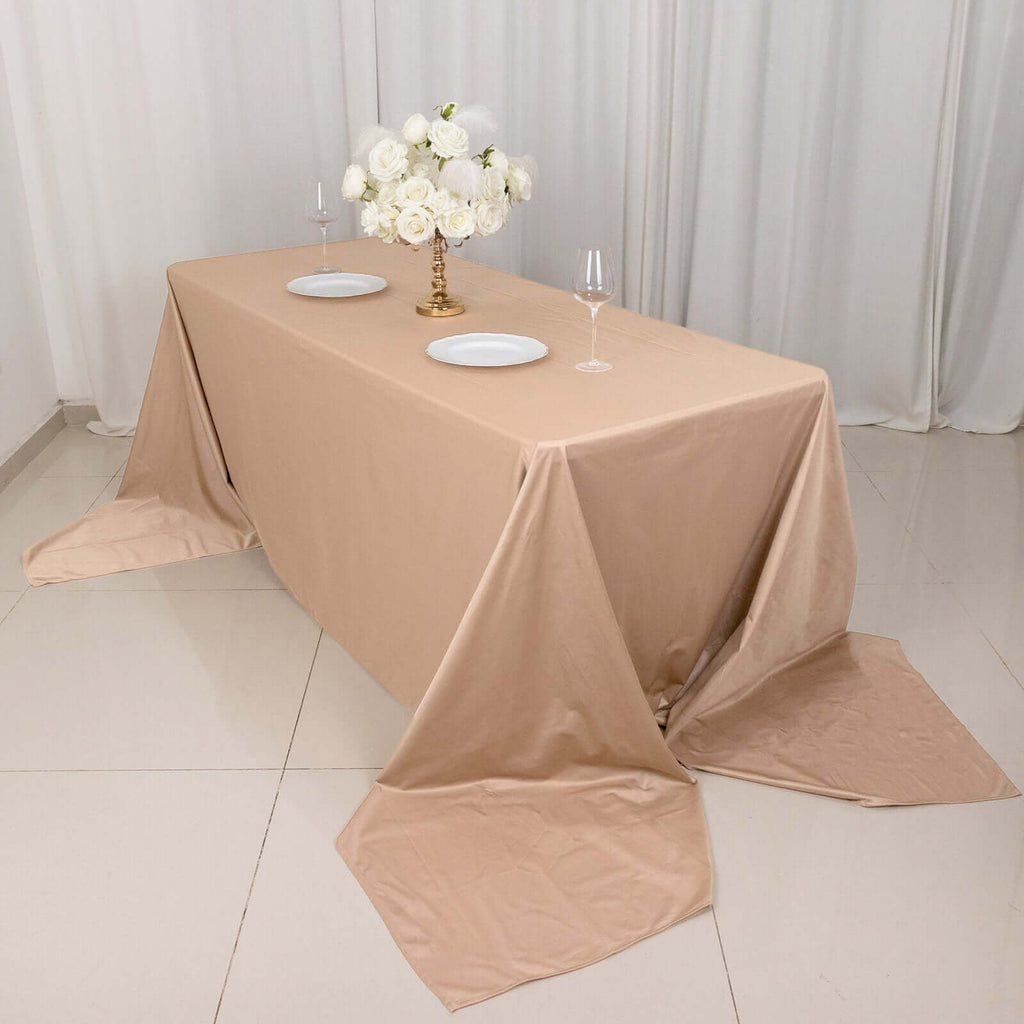 Scuba Rectangular 90"x156" Tablecloth Nude - Wrinkle Free, Stain Resistant & Seamless Table Cover - Bell Racket Store