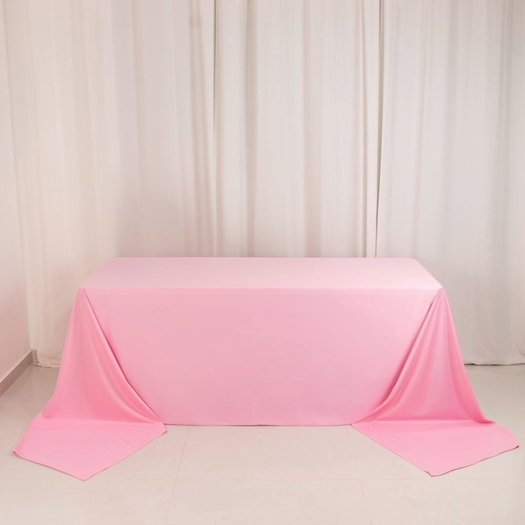 Scuba Rectangular 90"x156" Tablecloth Pink - Wrinkle Free, Stain Resistant & Seamless Table Cover - Bell Racket Store
