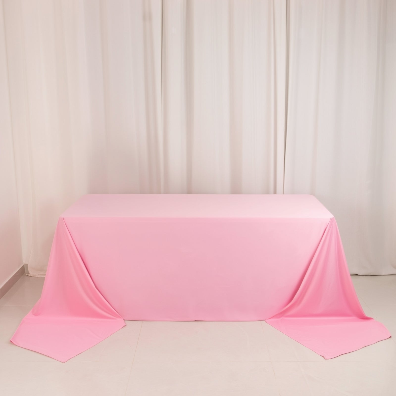 Scuba Rectangular 90"x156" Tablecloth Pink - Wrinkle Free, Stain Resistant & Seamless Table Cover - Bell Racket Store