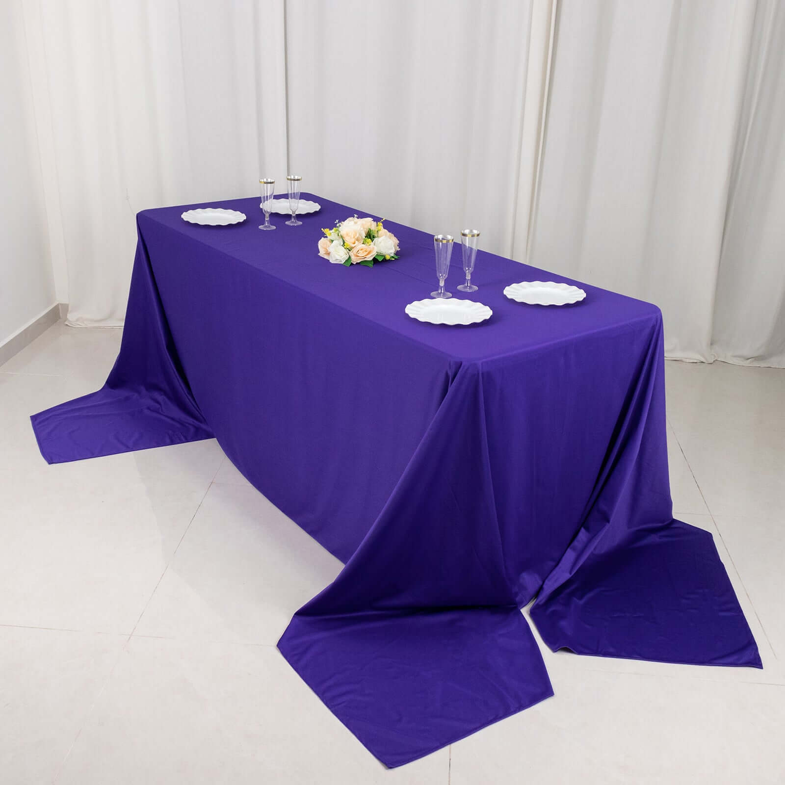 Scuba Rectangular 90"x156" Tablecloth Purple - Wrinkle Free, Stain Resistant & Seamless Table Cover - Bell Racket Store