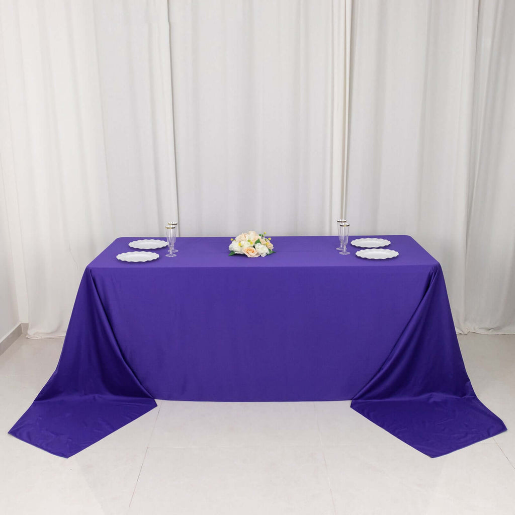 Scuba Rectangular 90"x156" Tablecloth Purple - Wrinkle Free, Stain Resistant & Seamless Table Cover - Bell Racket Store
