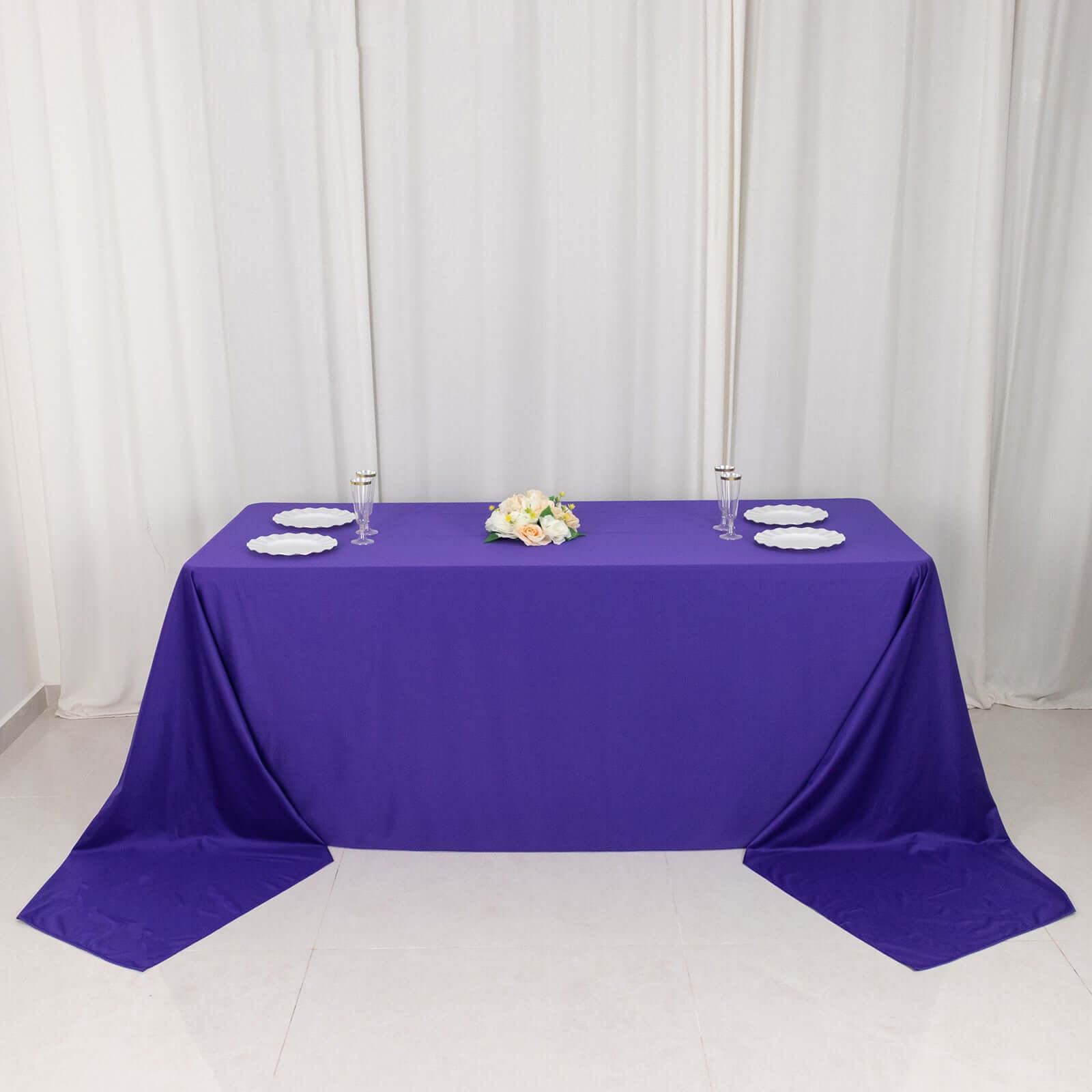 Scuba Rectangular 90"x156" Tablecloth Purple - Wrinkle Free, Stain Resistant & Seamless Table Cover - Bell Racket Store