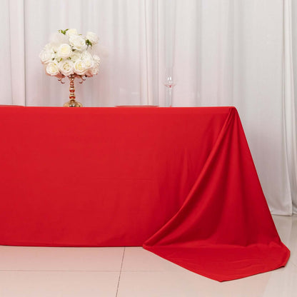 Scuba Rectangular 90"x156" Tablecloth Red - Wrinkle Free, Stain Resistant & Seamless Table Cover - Bell Racket Store