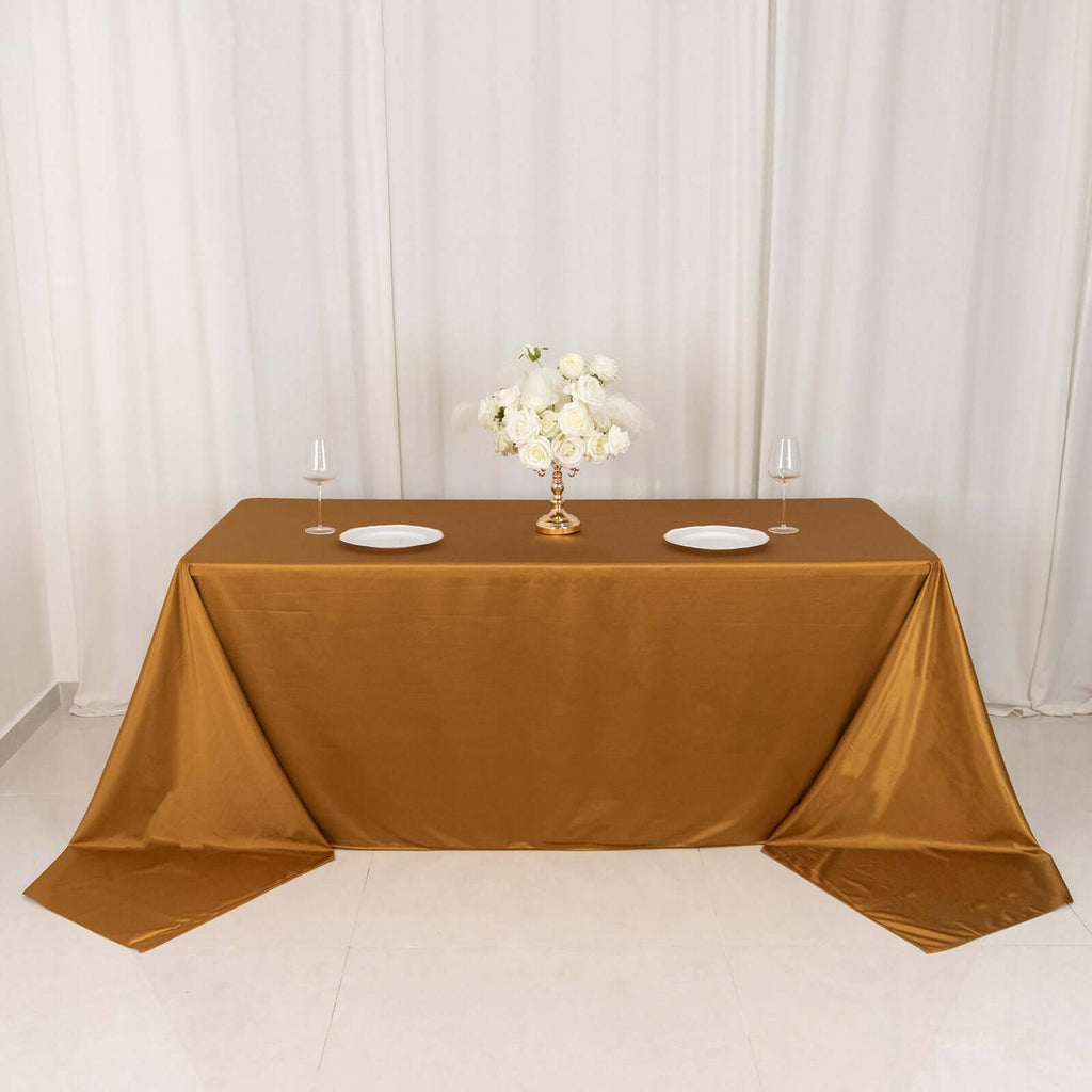 Scuba Rectangular 90"x156" Tablecloth Shimmering Gold - Wrinkle Free & Stain Resistant Seamless Table Cover for Weddings and Parties - Bell Racket Store