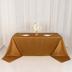 Scuba Rectangular 90"x156" Tablecloth Shimmering Gold - Wrinkle Free & Stain Resistant Seamless Table Cover for Weddings and Parties - Bell Racket Store