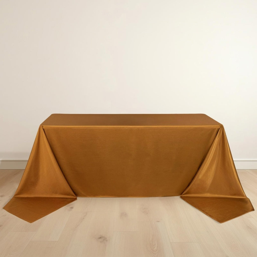 Scuba Rectangular 90"x156" Tablecloth Shimmering Gold - Wrinkle Free & Stain Resistant Seamless Table Cover for Weddings and Parties - Bell Racket Store