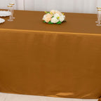 Scuba Rectangular 90"x156" Tablecloth Shimmering Gold - Wrinkle Free & Stain Resistant Seamless Table Cover for Weddings and Parties - Bell Racket Store