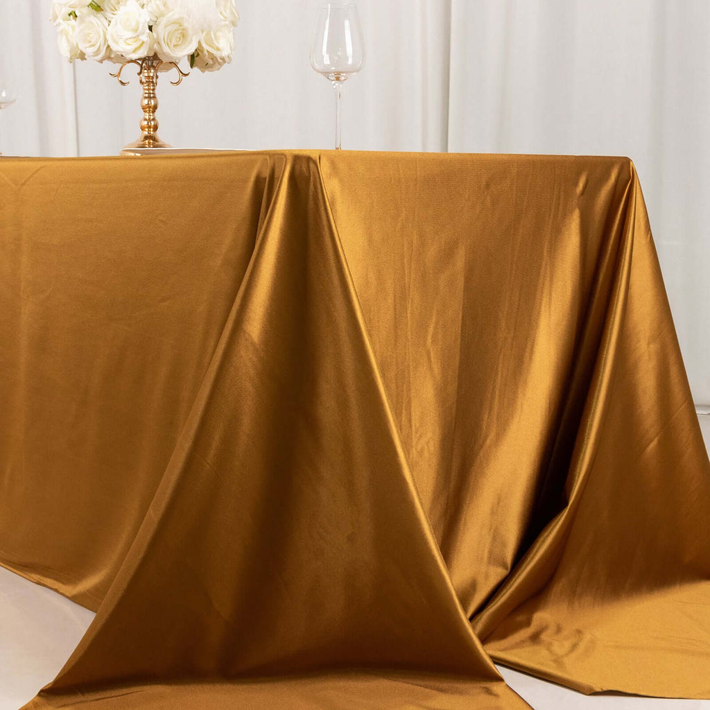 Scuba Rectangular 90"x156" Tablecloth Shimmering Gold - Wrinkle Free & Stain Resistant Seamless Table Cover for Weddings and Parties - Bell Racket Store