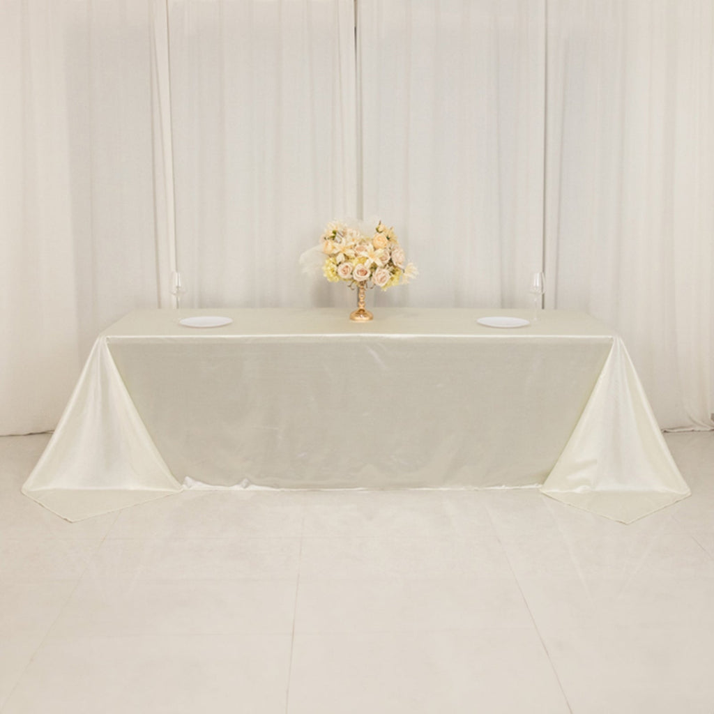 Scuba Rectangular 90"x156" Tablecloth Shimmering Pearl White - Wrinkle Free & Stain Resistant Seamless Table Cover - Bell Racket Store