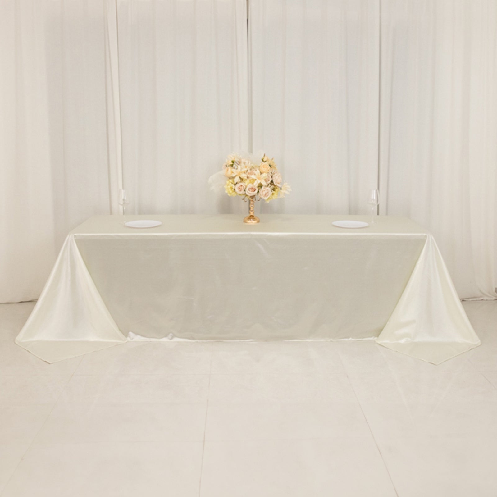 Scuba Rectangular 90"x156" Tablecloth Shimmering Pearl White - Wrinkle Free & Stain Resistant Seamless Table Cover - Bell Racket Store