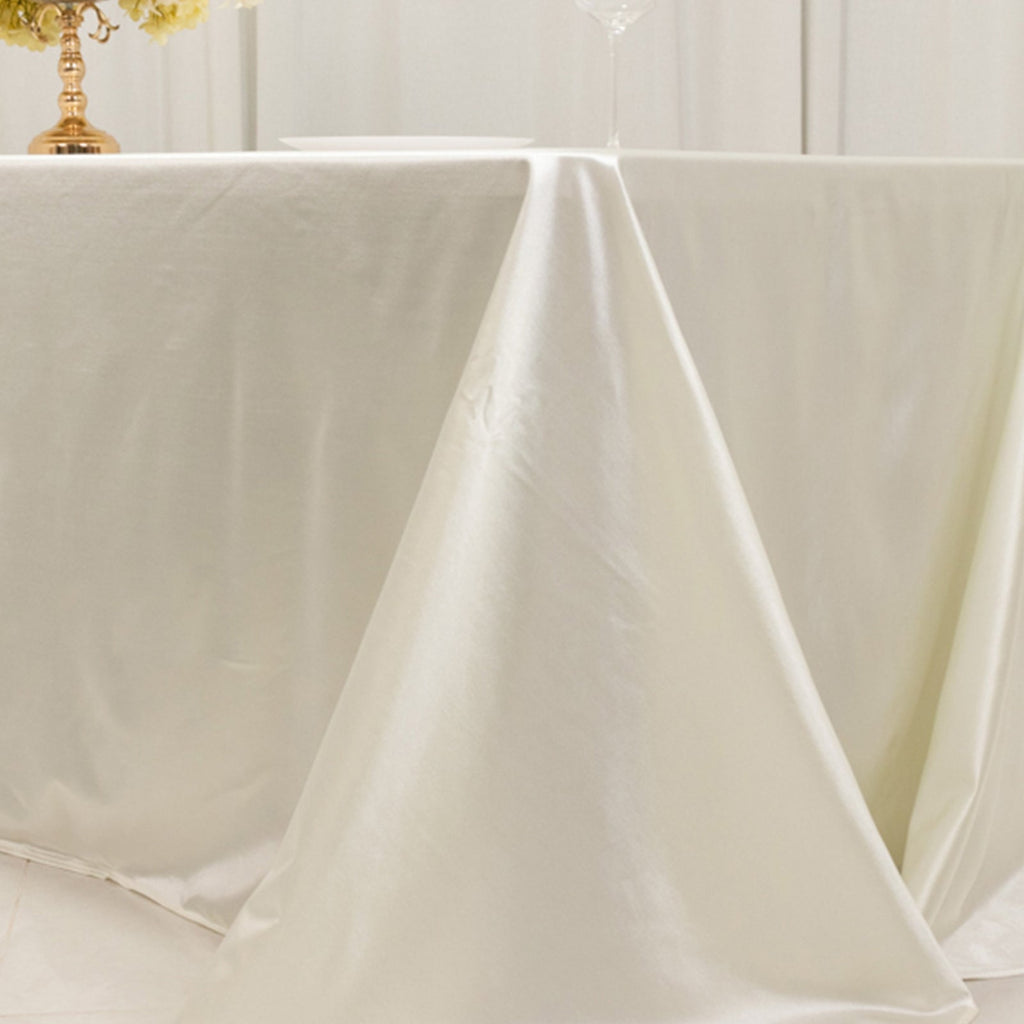 Scuba Rectangular 90"x156" Tablecloth Shimmering Pearl White - Wrinkle Free & Stain Resistant Seamless Table Cover - Bell Racket Store