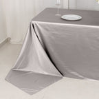 Scuba Rectangular 90"x156" Tablecloth Shimmering Silver - Wrinkle Free & Stain Resistant Seamless Table Cover - Bell Racket Store