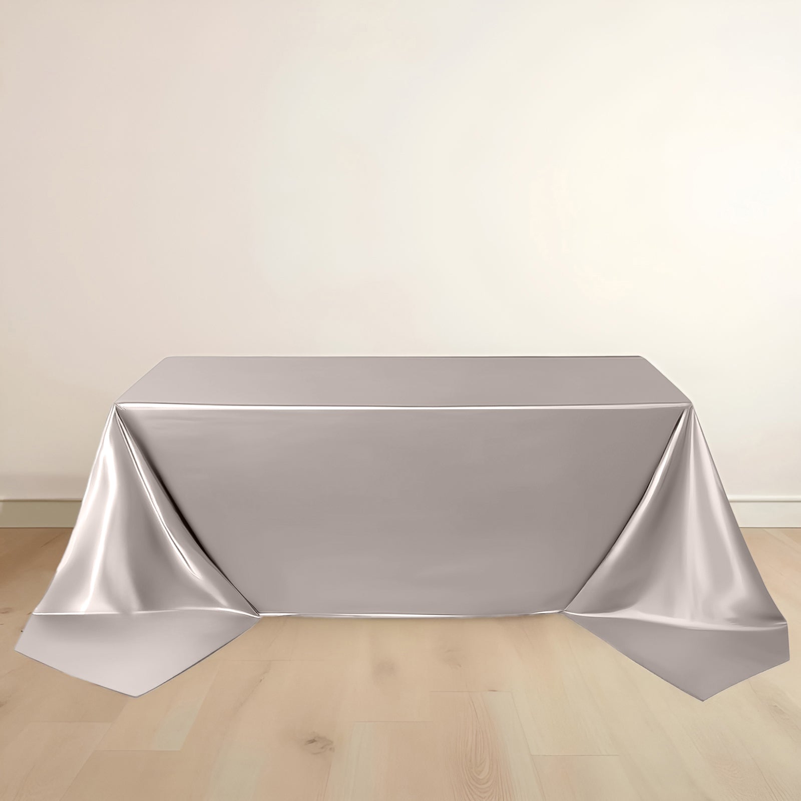 Scuba Rectangular 90"x156" Tablecloth Shimmering Silver - Wrinkle Free & Stain Resistant Seamless Table Cover - Bell Racket Store