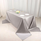 Scuba Rectangular 90"x156" Tablecloth Shimmering Silver - Wrinkle Free & Stain Resistant Seamless Table Cover - Bell Racket Store