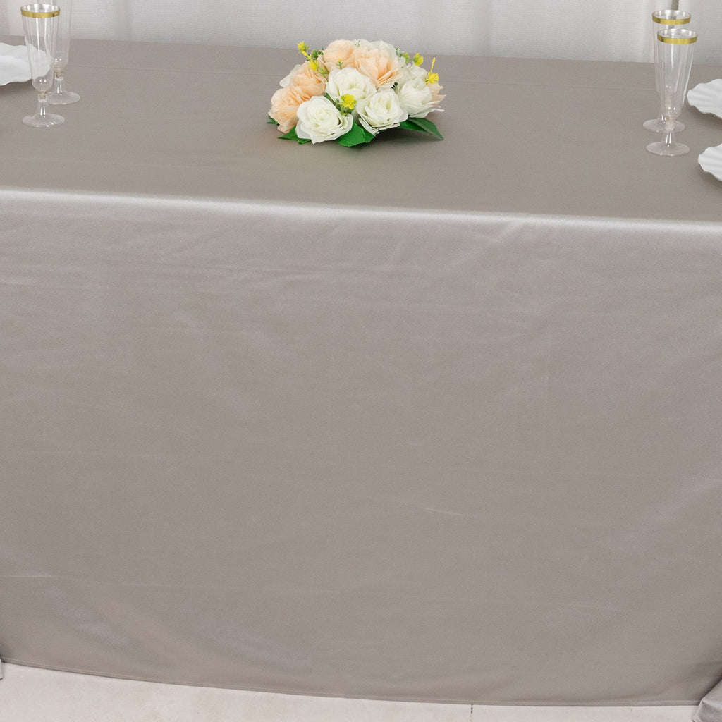 Scuba Rectangular 90"x156" Tablecloth Shimmering Silver - Wrinkle Free & Stain Resistant Seamless Table Cover - Bell Racket Store