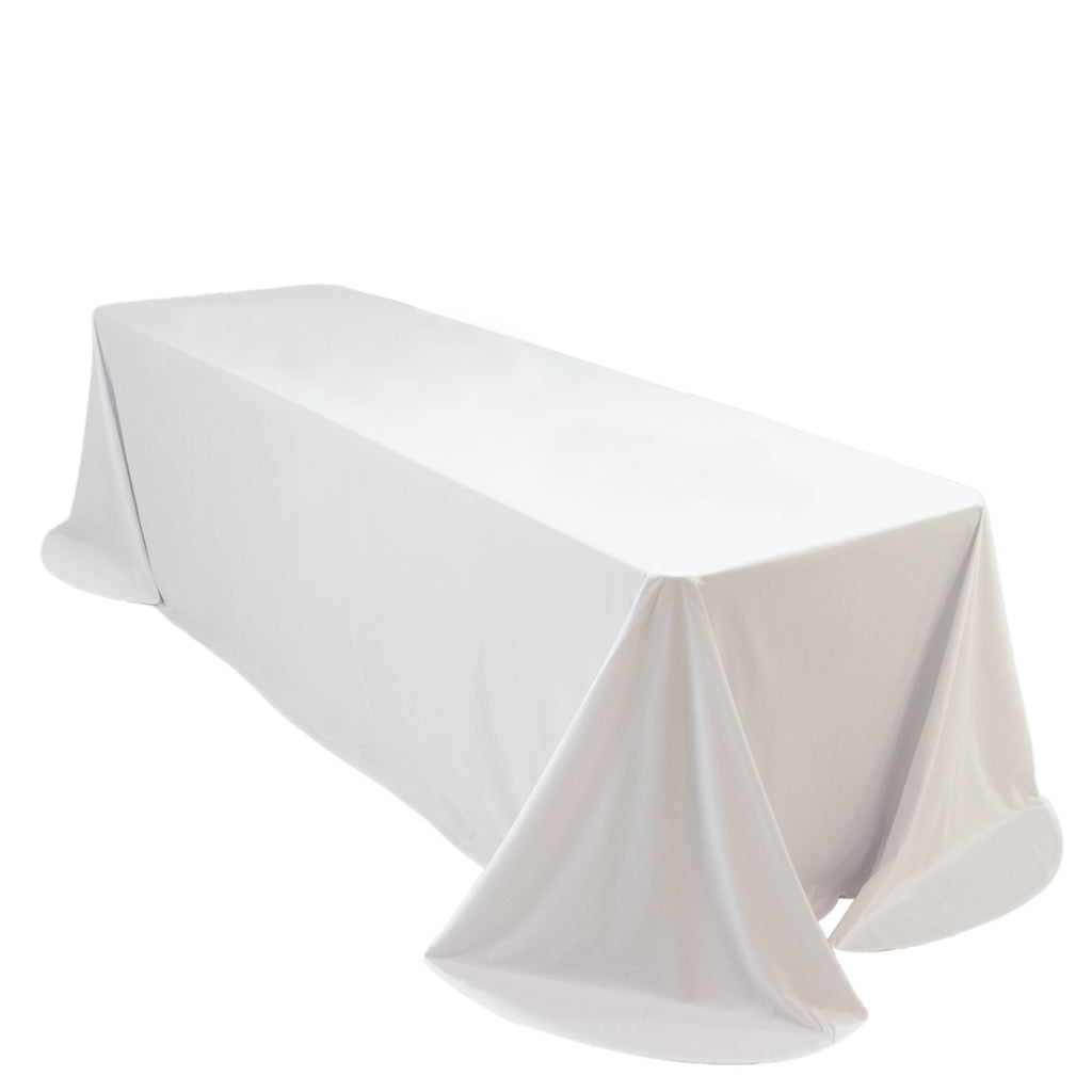 Scuba Rectangular 90"x156" Tablecloth White with Rounded Corners â€“ Seamless, Wrinkle Free & Stain Resistant Table Cover - Bell Racket Store