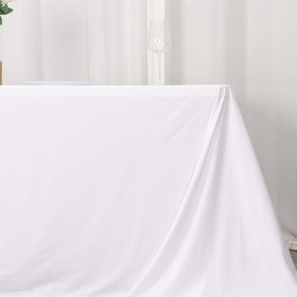Scuba Rectangular 90"x156" Tablecloth White - Wrinkle Free, Stain Resistant & Seamless Table Cover for Weddings and Parties - Bell Racket Store