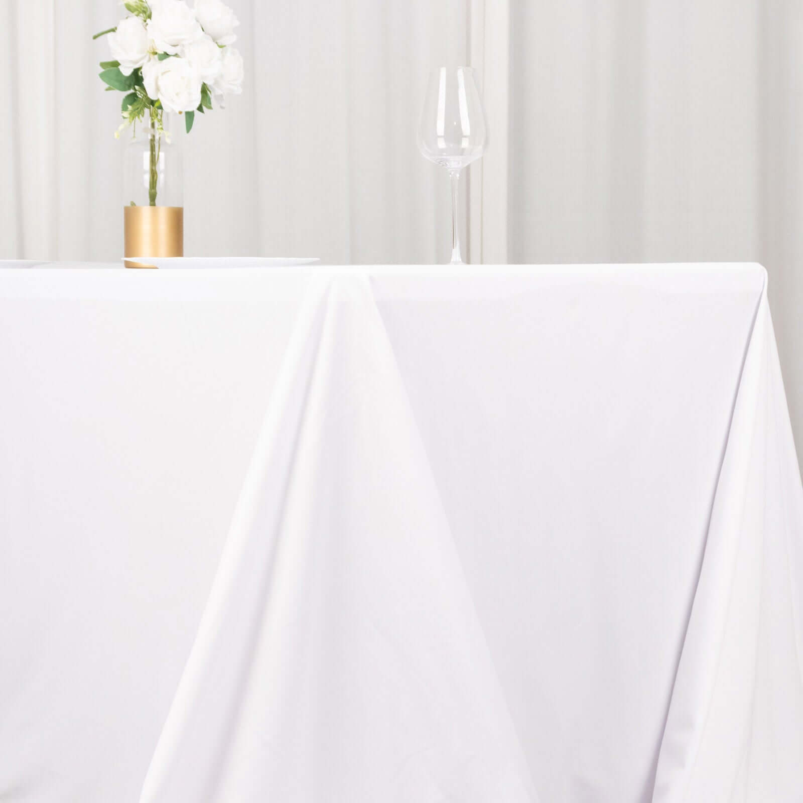 Scuba Rectangular 90"x156" Tablecloth White - Wrinkle Free, Stain Resistant & Seamless Table Cover for Weddings and Parties - Bell Racket Store