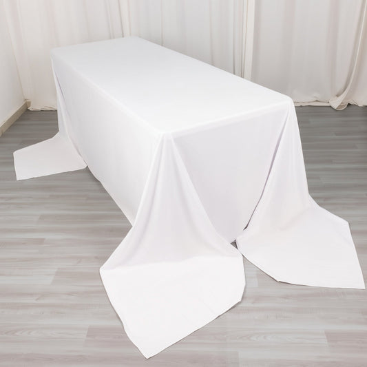 Scuba Rectangular 90"x156" Tablecloth White - Wrinkle Free, Stain Resistant & Seamless Table Cover for Weddings and Parties - Bell Racket Store