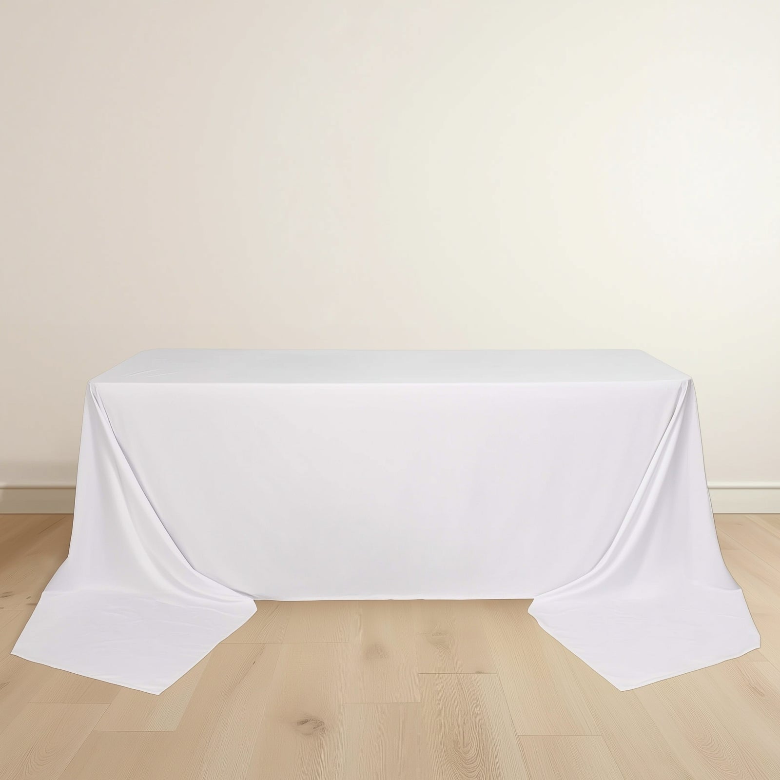 Scuba Rectangular 90"x156" Tablecloth White - Wrinkle Free, Stain Resistant & Seamless Table Cover for Weddings and Parties - Bell Racket Store