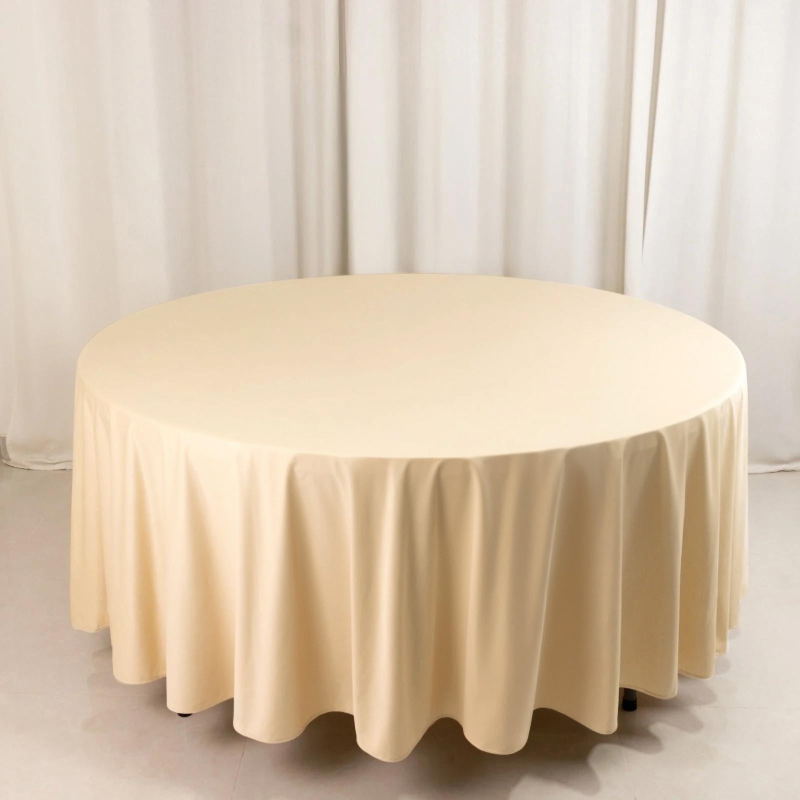 Scuba Round 108" Tablecloth Beige - Wrinkle Free & Stain Resistant Table Cover - Bell Racket Store