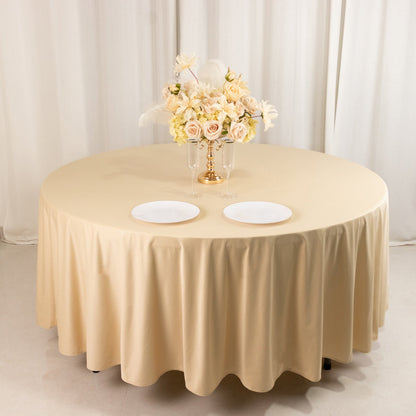 Scuba Round 108" Tablecloth Beige - Wrinkle Free & Stain Resistant Table Cover - Bell Racket Store