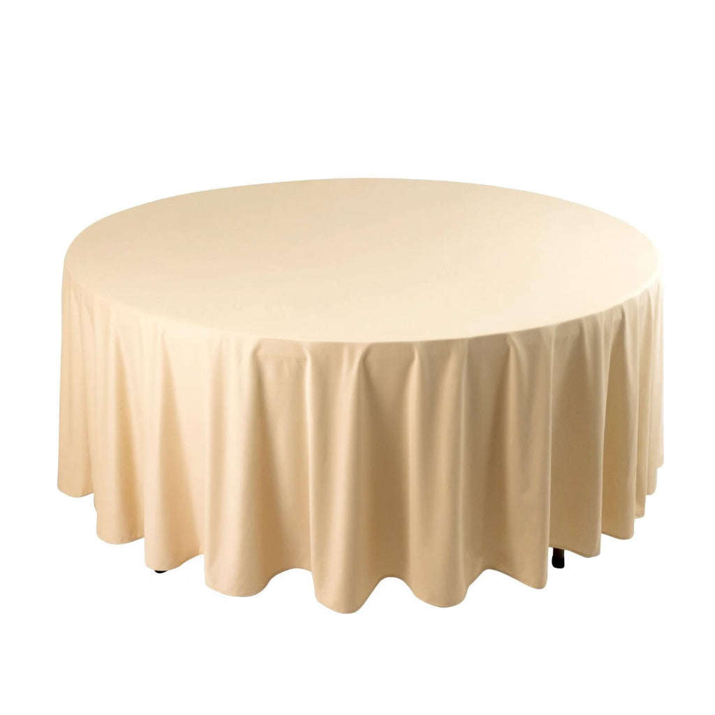 Scuba Round 108" Tablecloth Beige - Wrinkle Free & Stain Resistant Table Cover - Bell Racket Store