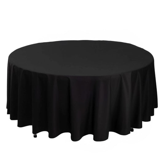 Scuba Round 108" Tablecloth Black - Wrinkle Free & Stain Resistant Table Cover for Exquisite Events - Bell Racket Store