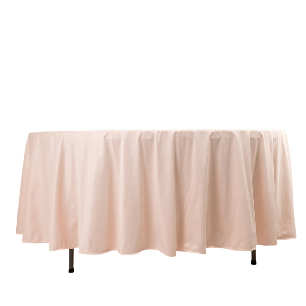 Scuba Round 108" Tablecloth Blush - Wrinkle Free & Stain Resistant Table Cover - Bell Racket Store
