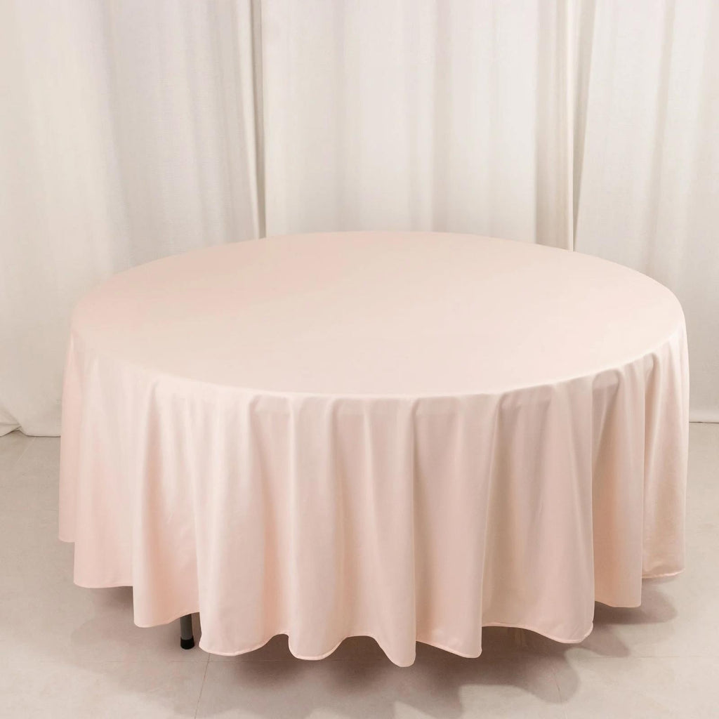 Scuba Round 108" Tablecloth Blush - Wrinkle Free & Stain Resistant Table Cover - Bell Racket Store