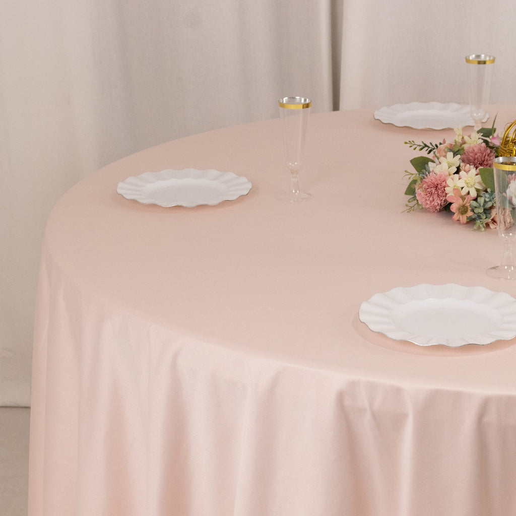 Scuba Round 108" Tablecloth Blush - Wrinkle Free & Stain Resistant Table Cover - Bell Racket Store