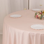 Scuba Round 108" Tablecloth Blush - Wrinkle Free & Stain Resistant Table Cover - Bell Racket Store