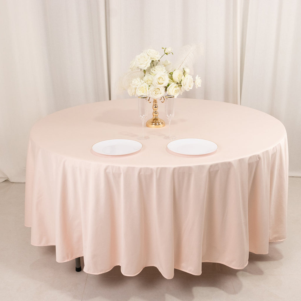 Scuba Round 108" Tablecloth Blush - Wrinkle Free & Stain Resistant Table Cover - Bell Racket Store