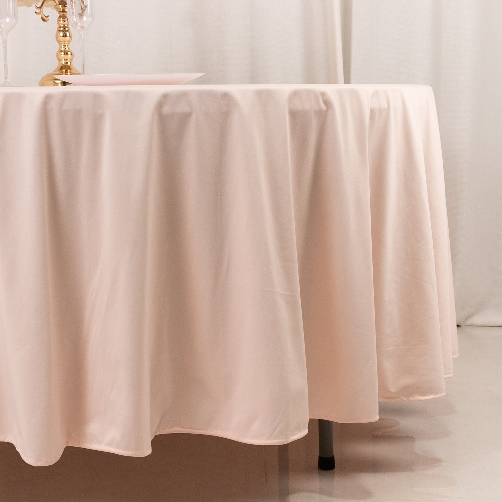 Scuba Round 108" Tablecloth Blush - Wrinkle Free & Stain Resistant Table Cover - Bell Racket Store