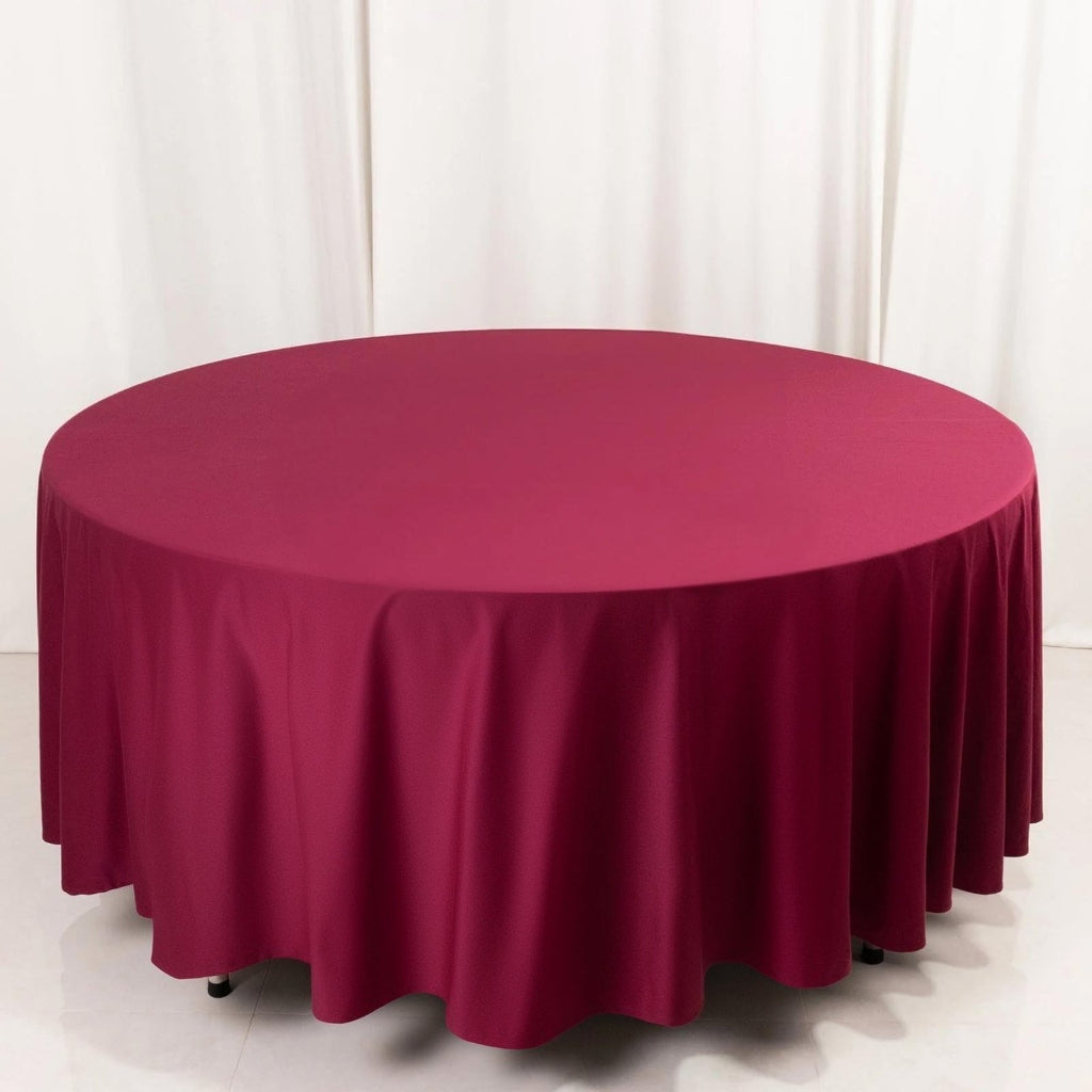 Scuba Round 108" Tablecloth Burgundy - Wrinkle Free & Stain Resistant Table Cover - Bell Racket Store