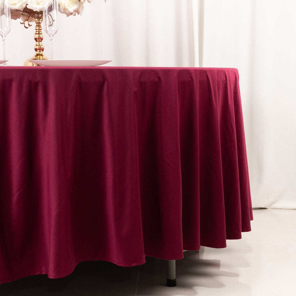 Scuba Round 108" Tablecloth Burgundy - Wrinkle Free & Stain Resistant Table Cover - Bell Racket Store