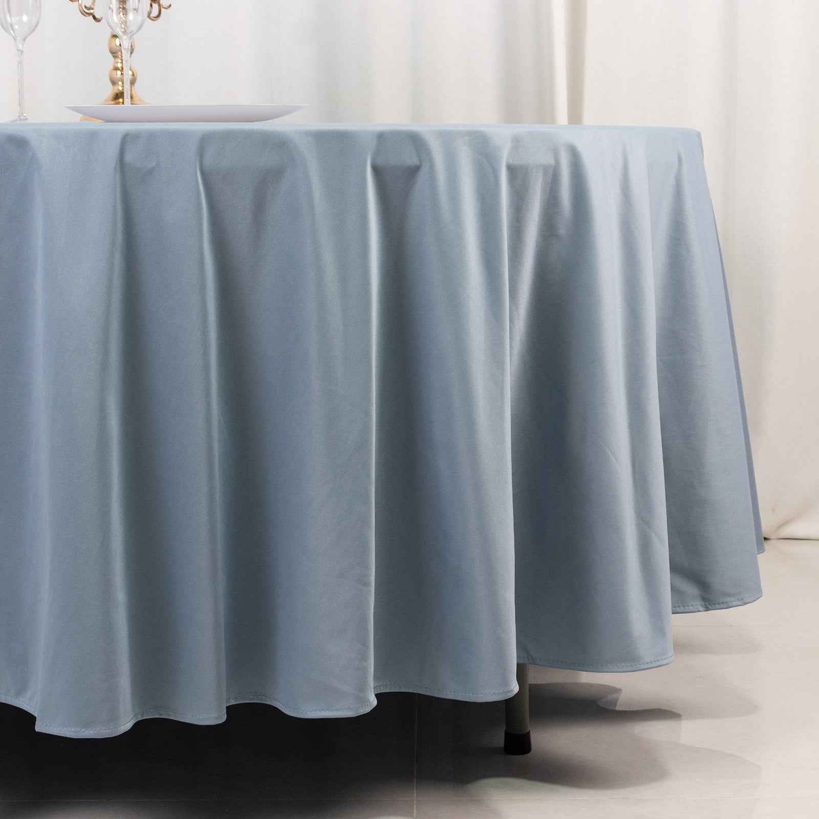 Scuba Round 108" Tablecloth Dusty Blue - Wrinkle Free & Stain Resistant Table Cover - Bell Racket Store
