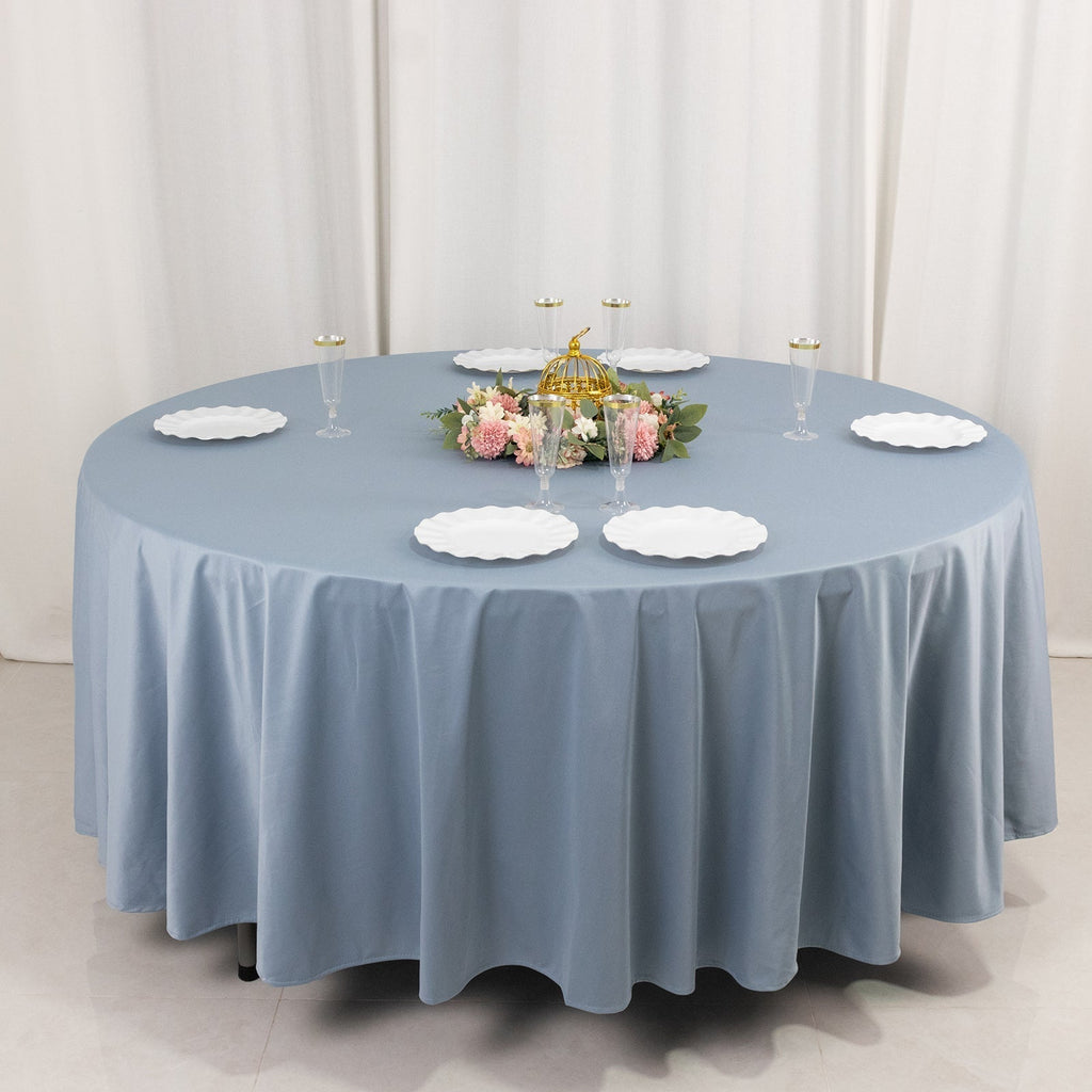 Scuba Round 108" Tablecloth Dusty Blue - Wrinkle Free & Stain Resistant Table Cover - Bell Racket Store