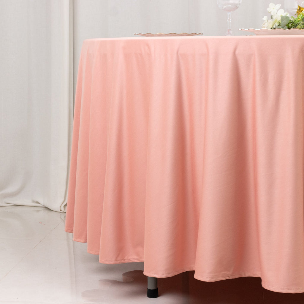 Scuba Round 108" Tablecloth Dusty Rose - Wrinkle Free & Stain Resistant Table Cover - Bell Racket Store
