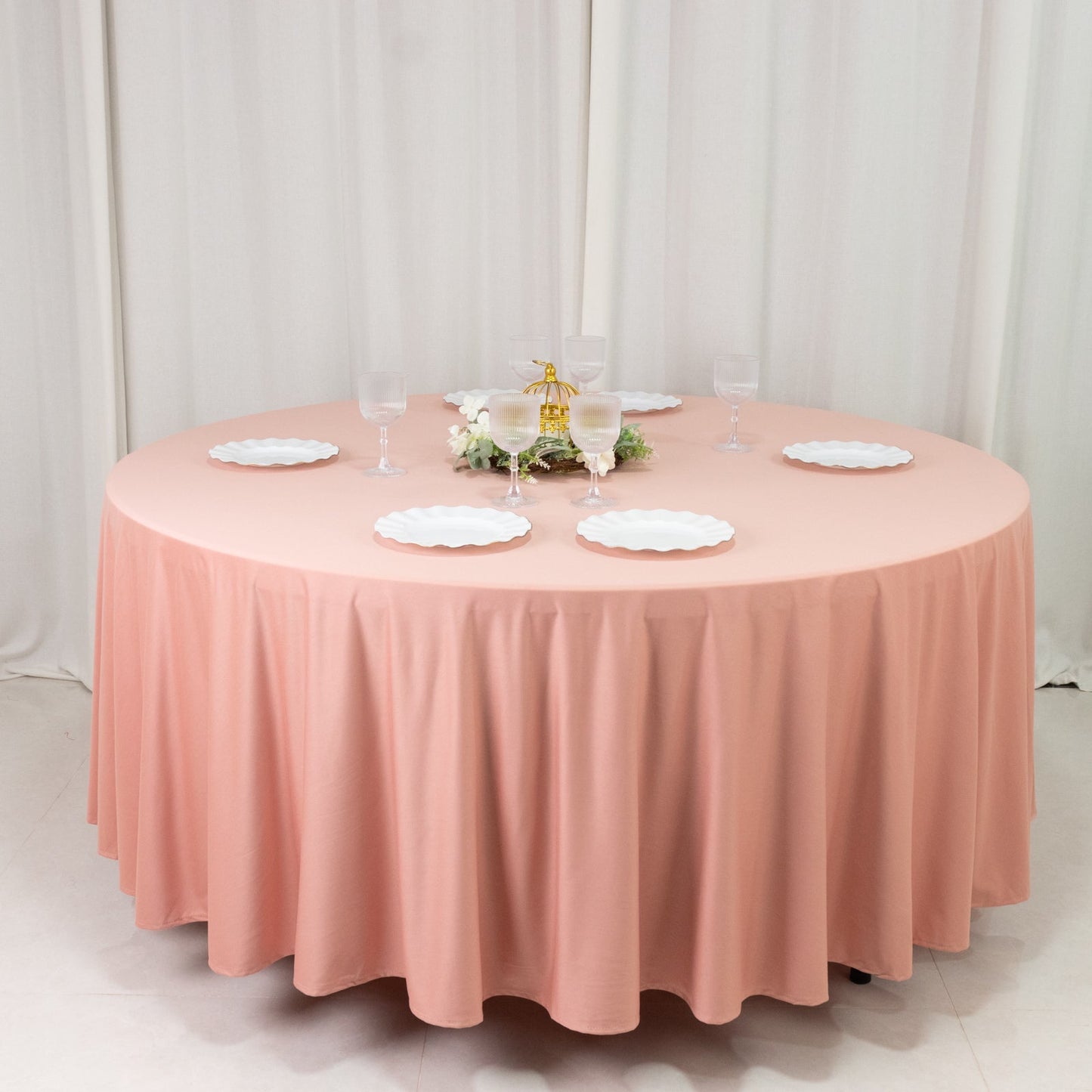 Scuba Round 108" Tablecloth Dusty Rose - Wrinkle Free & Stain Resistant Table Cover - Bell Racket Store
