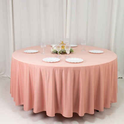 Scuba Round 108" Tablecloth Dusty Rose - Wrinkle Free & Stain Resistant Table Cover - Bell Racket Store