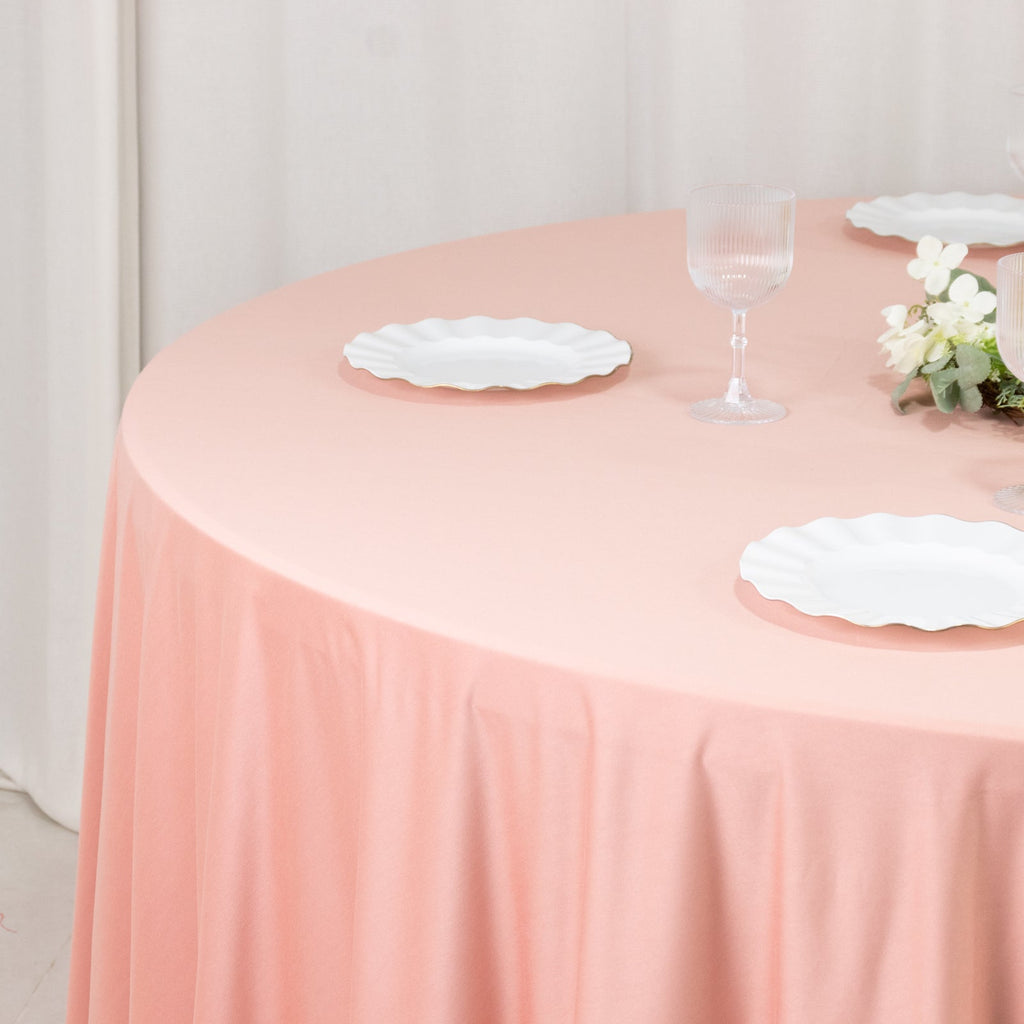 Scuba Round 108" Tablecloth Dusty Rose - Wrinkle Free & Stain Resistant Table Cover - Bell Racket Store