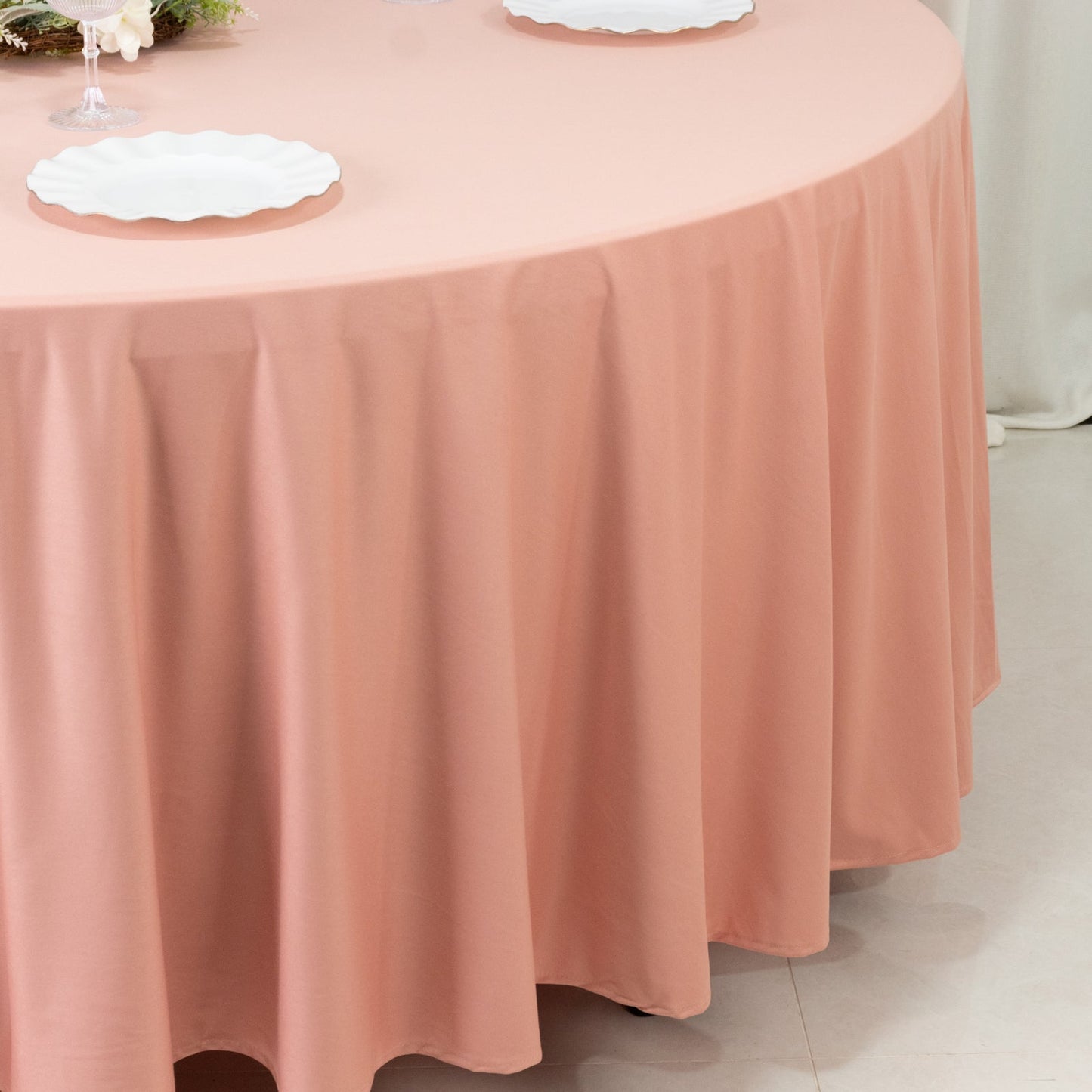 Scuba Round 108" Tablecloth Dusty Rose - Wrinkle Free & Stain Resistant Table Cover - Bell Racket Store