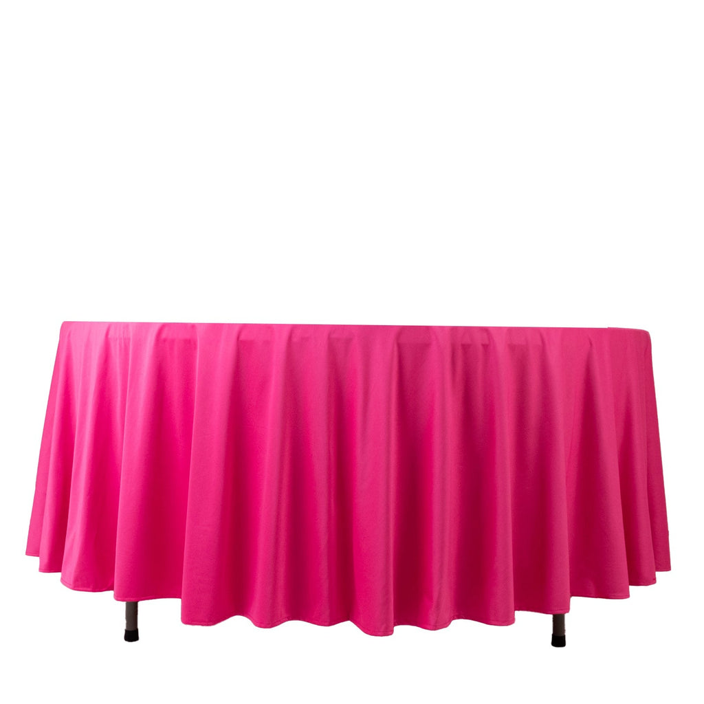 Scuba Round 108" Tablecloth Fuchsia - Wrinkle Free & Stain Resistant Table Cover - Bell Racket Store