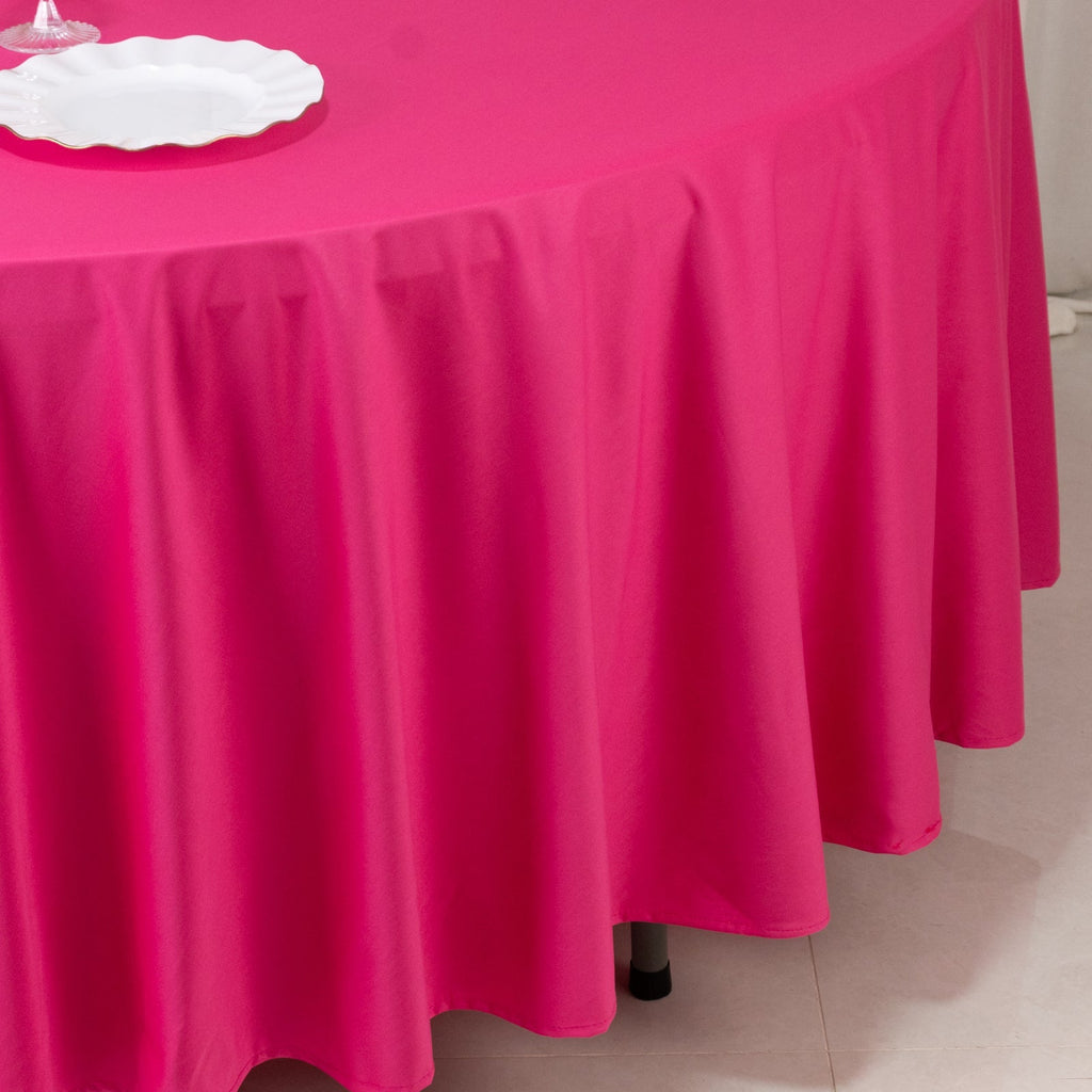 Scuba Round 108" Tablecloth Fuchsia - Wrinkle Free & Stain Resistant Table Cover - Bell Racket Store