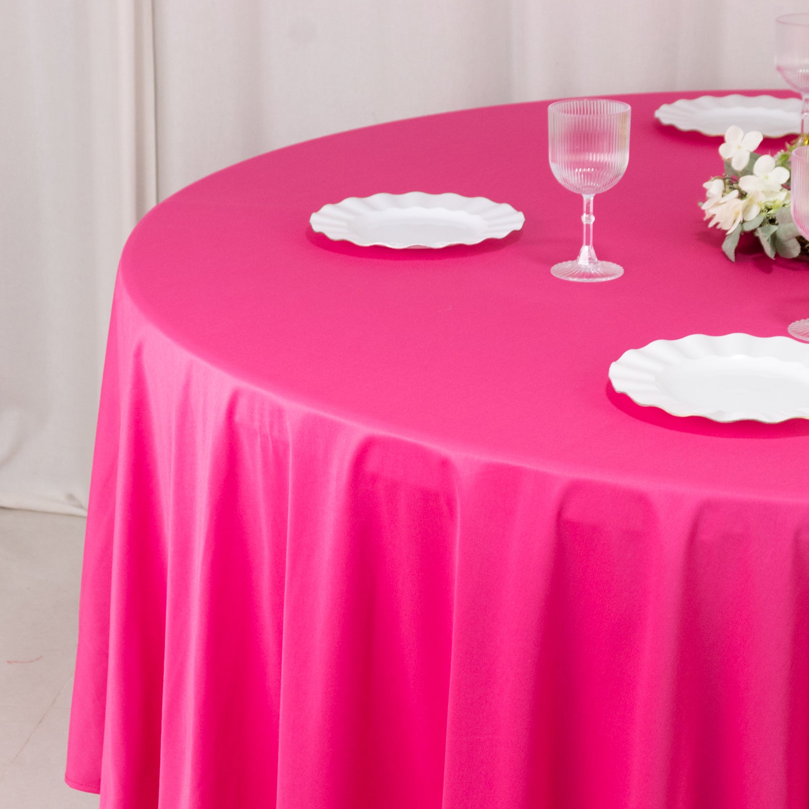 Scuba Round 108" Tablecloth Fuchsia - Wrinkle Free & Stain Resistant Table Cover - Bell Racket Store