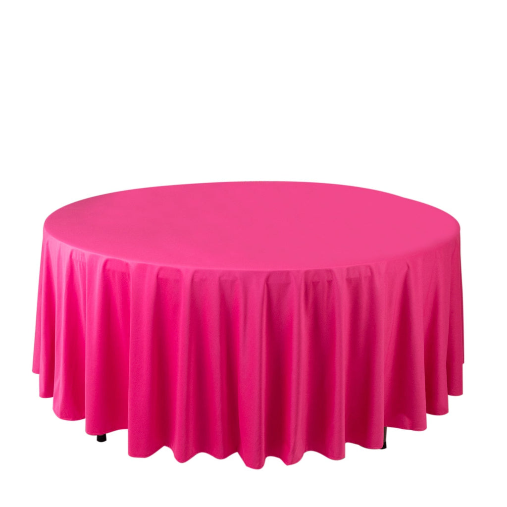 Scuba Round 108" Tablecloth Fuchsia - Wrinkle Free & Stain Resistant Table Cover - Bell Racket Store