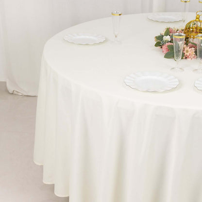 Scuba Round 108" Tablecloth Ivory - Wrinkle Free & Stain Resistant Table Cover - Bell Racket Store