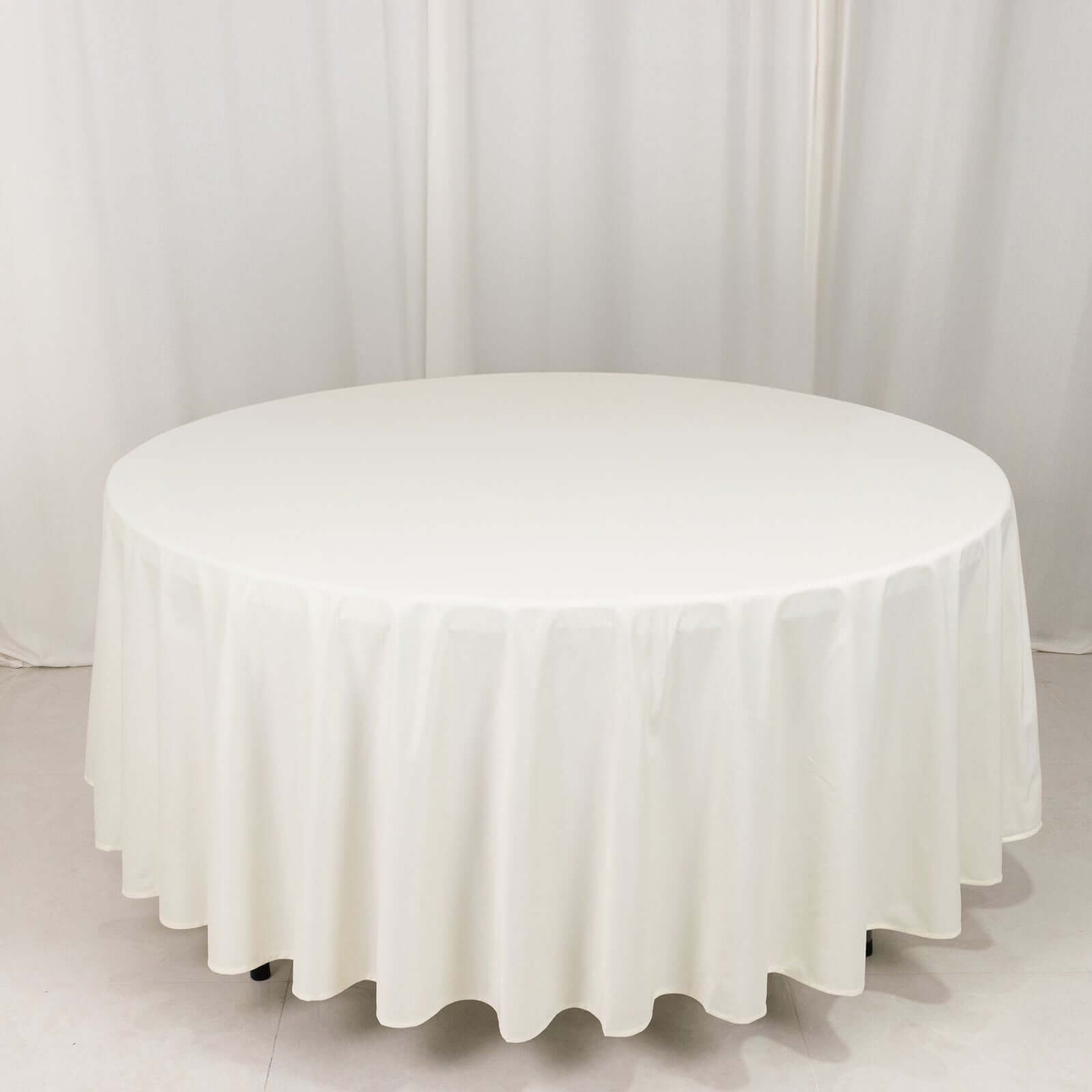 Scuba Round 108" Tablecloth Ivory - Wrinkle Free & Stain Resistant Table Cover - Bell Racket Store
