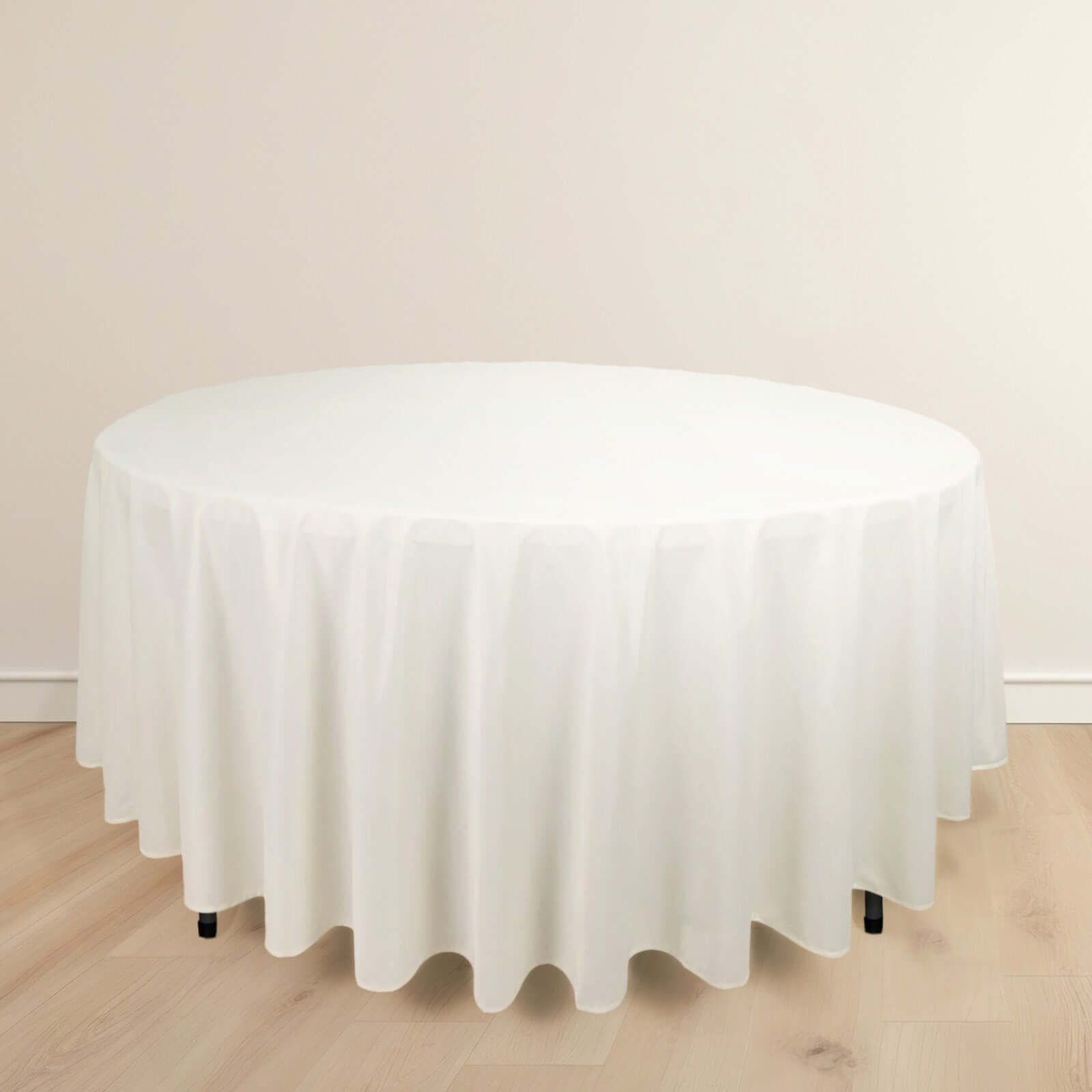 Scuba Round 108" Tablecloth Ivory - Wrinkle Free & Stain Resistant Table Cover - Bell Racket Store